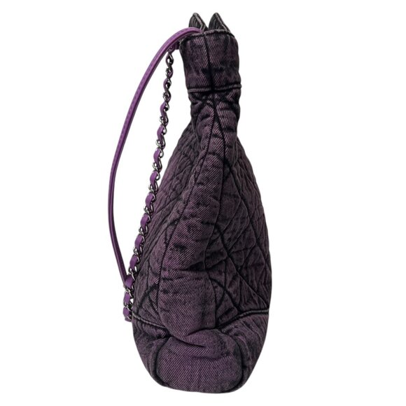 $3200 NWT CHANEL 2020C Purple Black Acid Wash Denim Quilted Small Shopping Bag - Picture 9 of 16